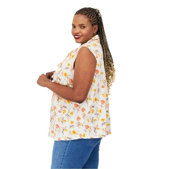 Bar III Tie Neck Floral Sleeveless Blouse size 2X - Picture 3 of 11